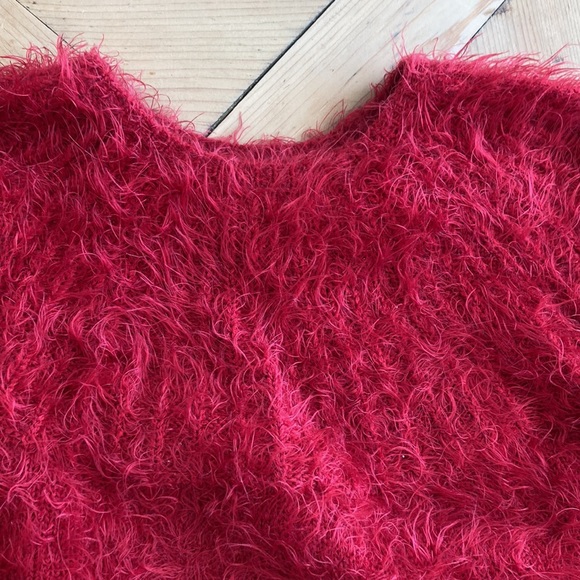 Zara Kids Knitwear Red Fuzzy Mohair Style Sweater Size 6 - Picture 2 of 5